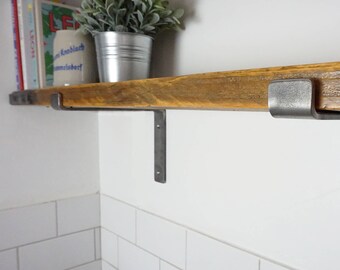 Reclaimed Wood Shelves with Industrial Metal Brackets | Rustic Shelves | Hipster Shelves | Scaffolding Board Shelf | 50cm to 140cm Long