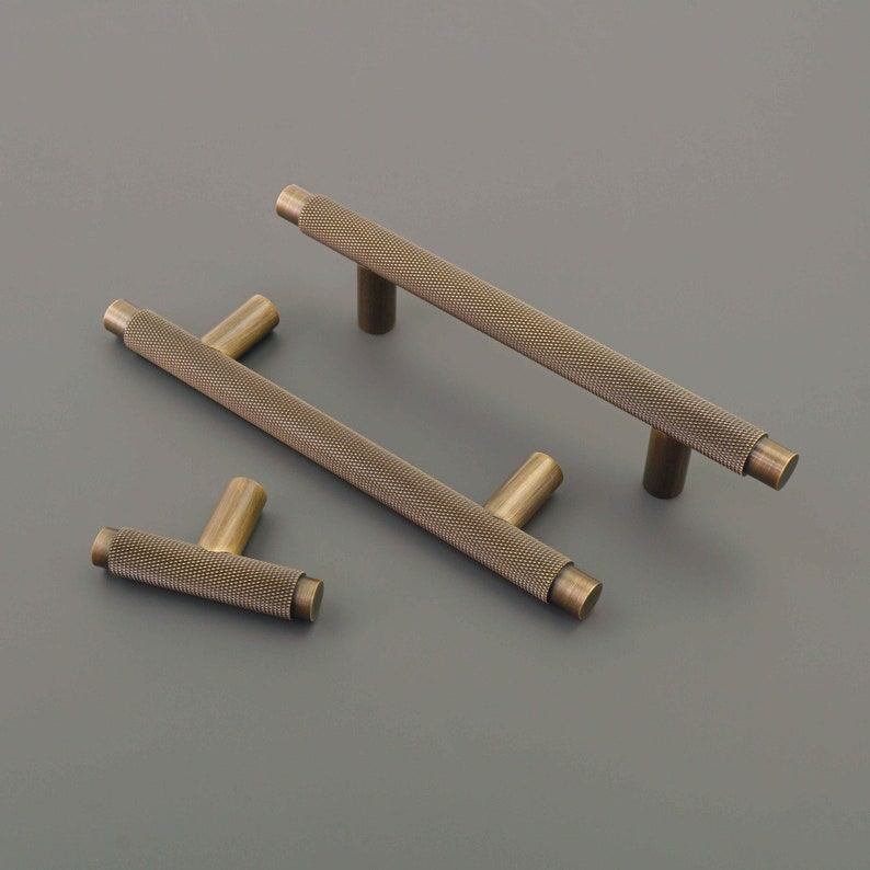 Knurled T Bar Kitchen Handles Antique Brass Bronze Door Etsy