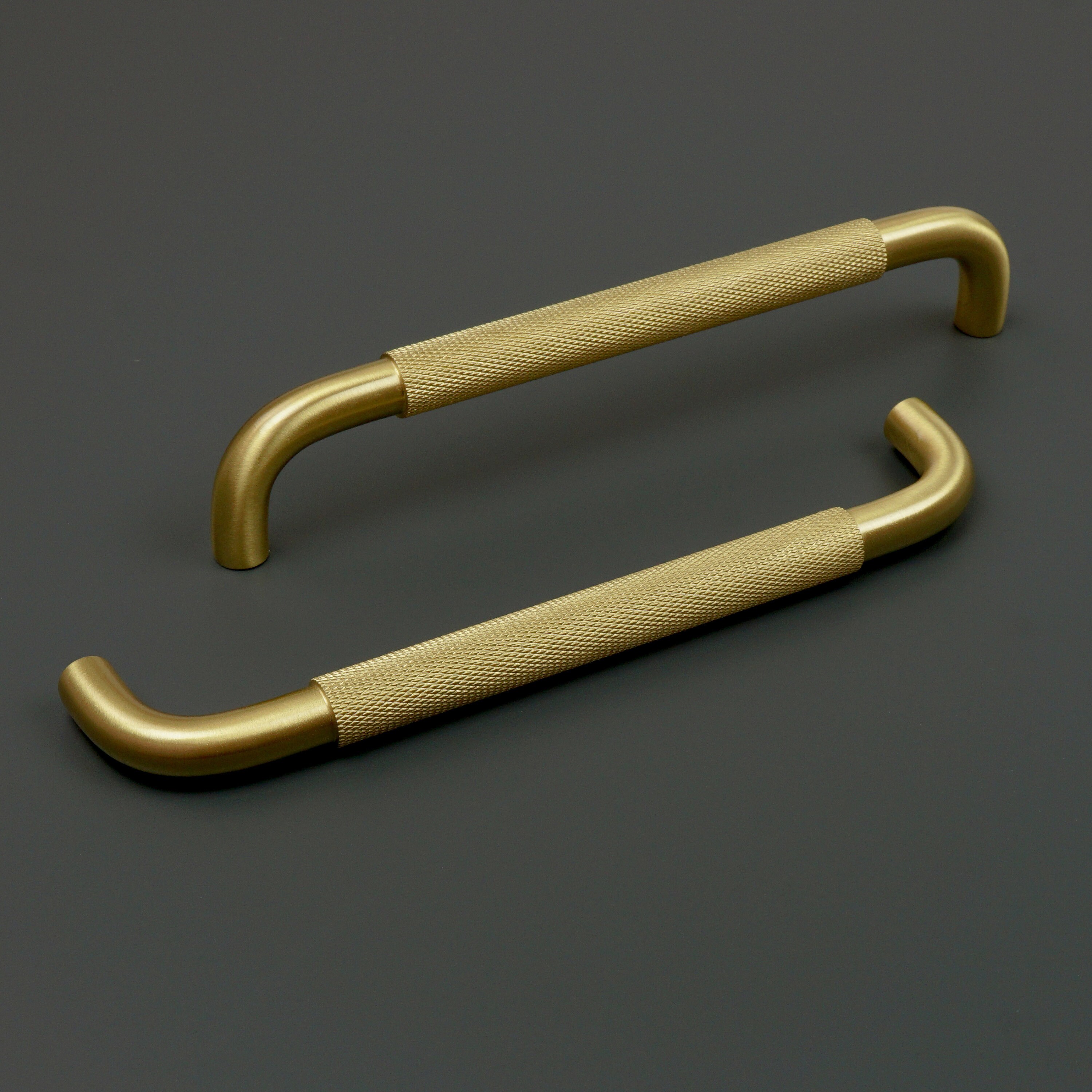 Curved Knurled Solid Brass Handles Brass Door Etsy