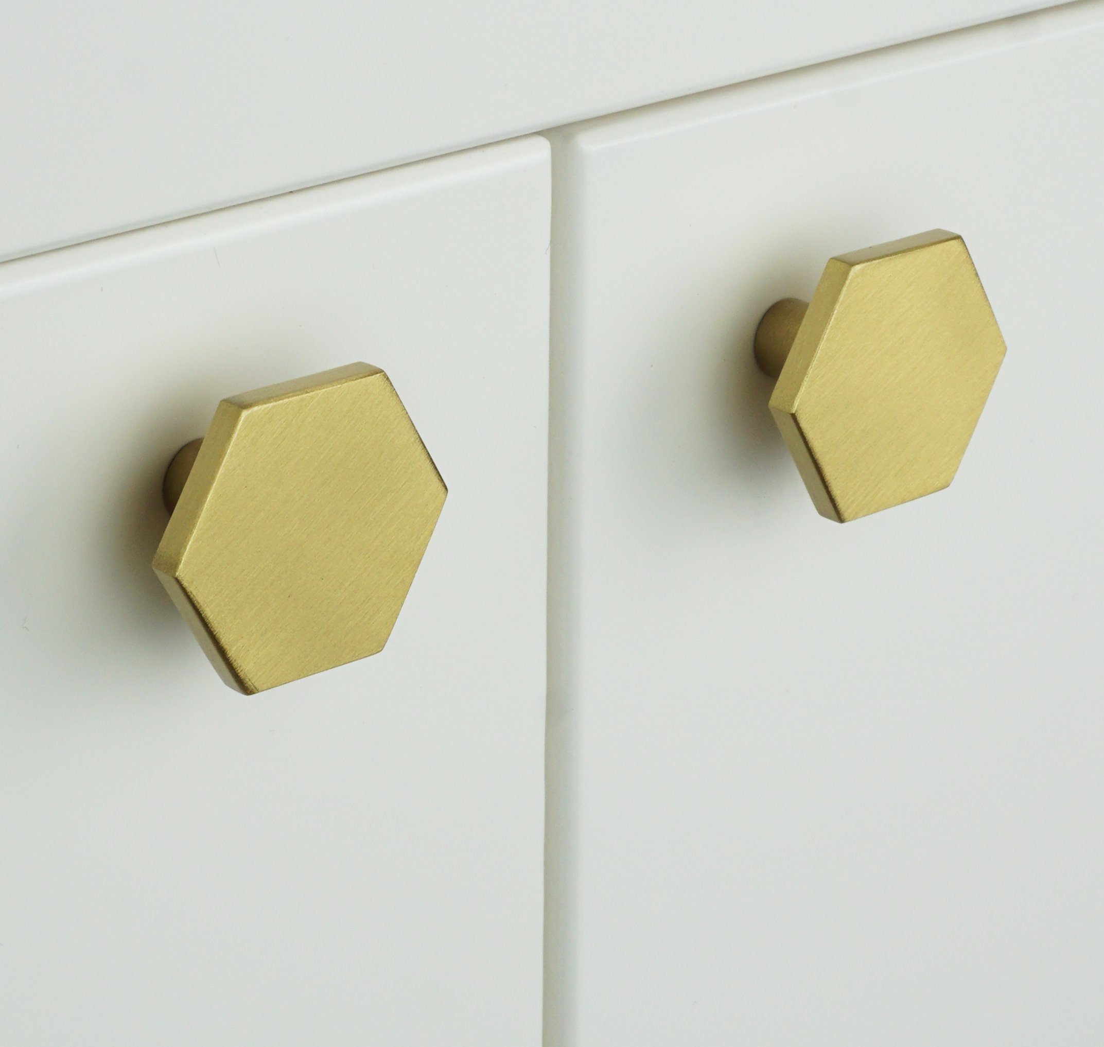 Solid Brass Hexagon Knobs Kitchen Knobs Etsy