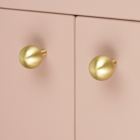 Spherical Solid Brass Cabinet Knobs Round Spherical Solid Brass Cabinet Knobs, Gold Cabinet Knobs