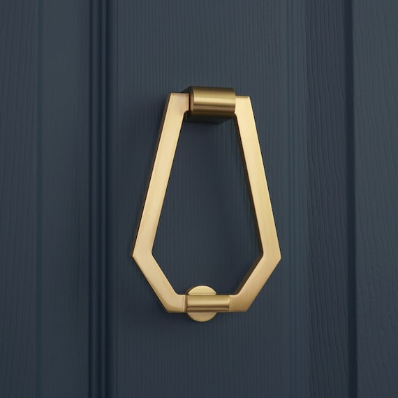 Hexagonal Solid Brass Door Knocker Modern Door Knocker Etsy
