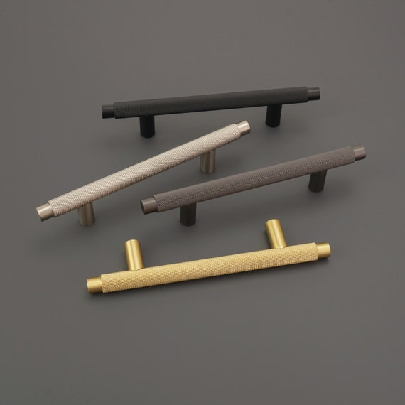 Knurled T Bar Solid Brass Handles Brass Door Handles Etsy Canada