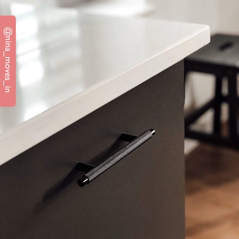 Knurled T Bar Solid Matt Black Handles Matt Black Etsy Canada