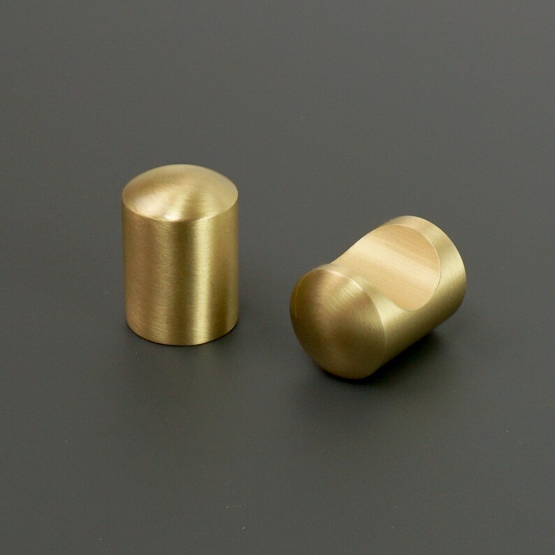 Curved Pinched Tube Solid Brass Knob Kitchen Etsy