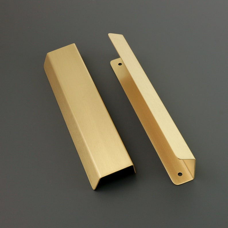 Brushed Brass Lip Pull Handles Brass Door Handles Etsy