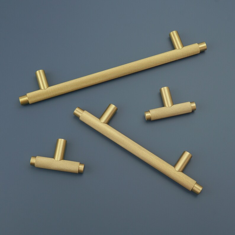Knurled T Bar Solid Brass Handles Brass Door Handles Etsy
