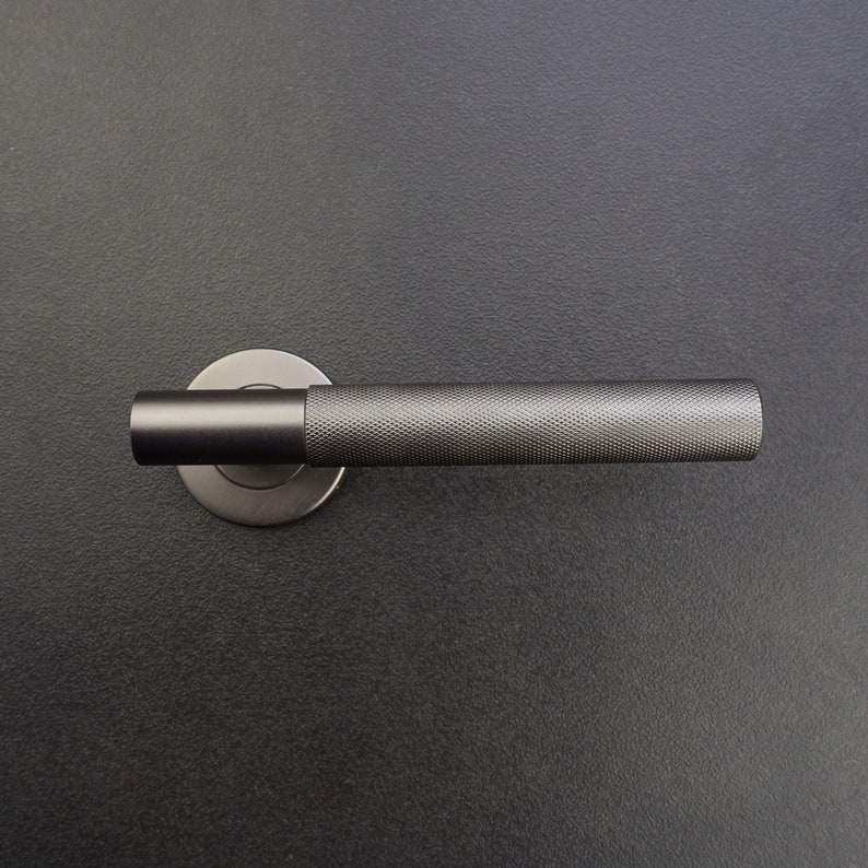 Grey Knurled Door Lever Handles Gunmetal Door handles Etsy