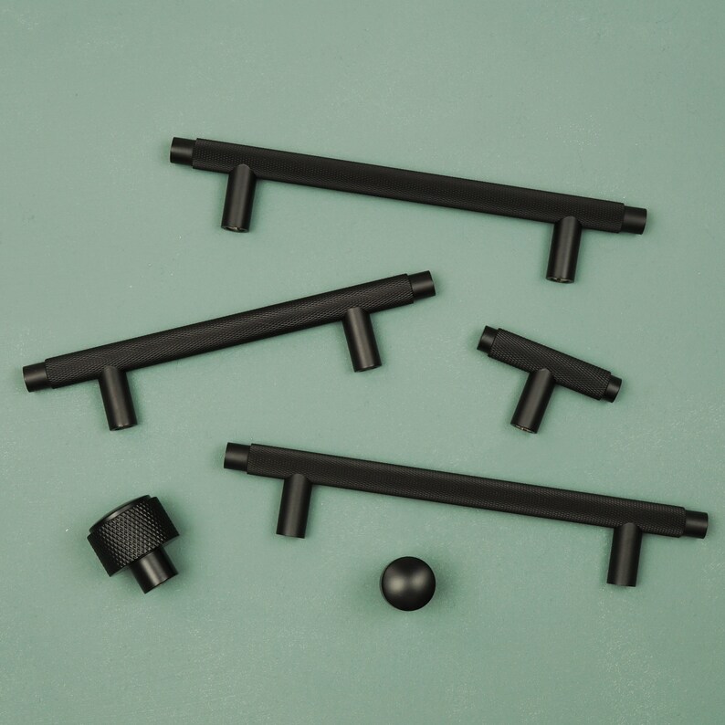 Black Knurled Button Knobs Kitchen Knobs Etsy Canada