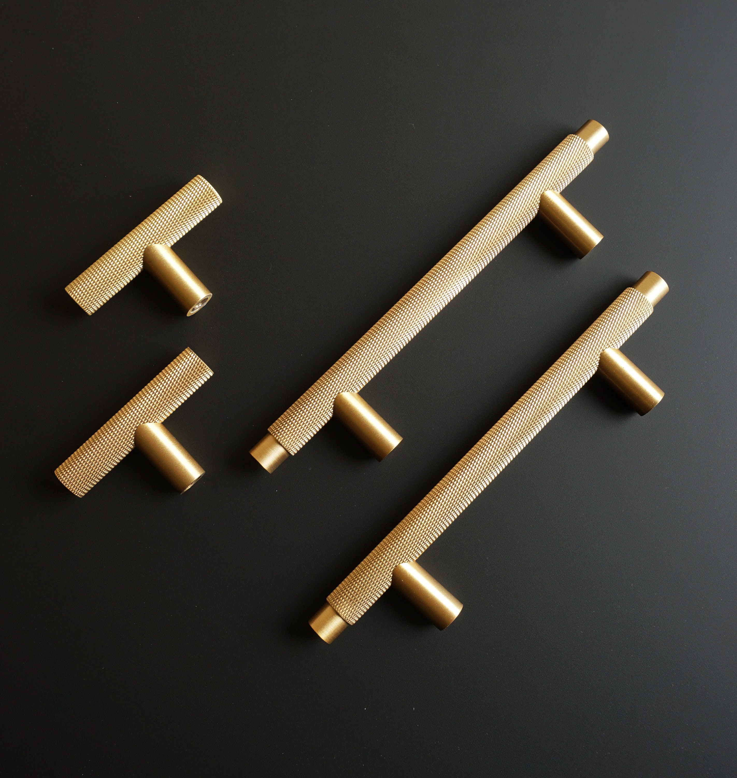 Knurled Kitchen Handles Solid Brass Satin Brass Door Handles Etsy
