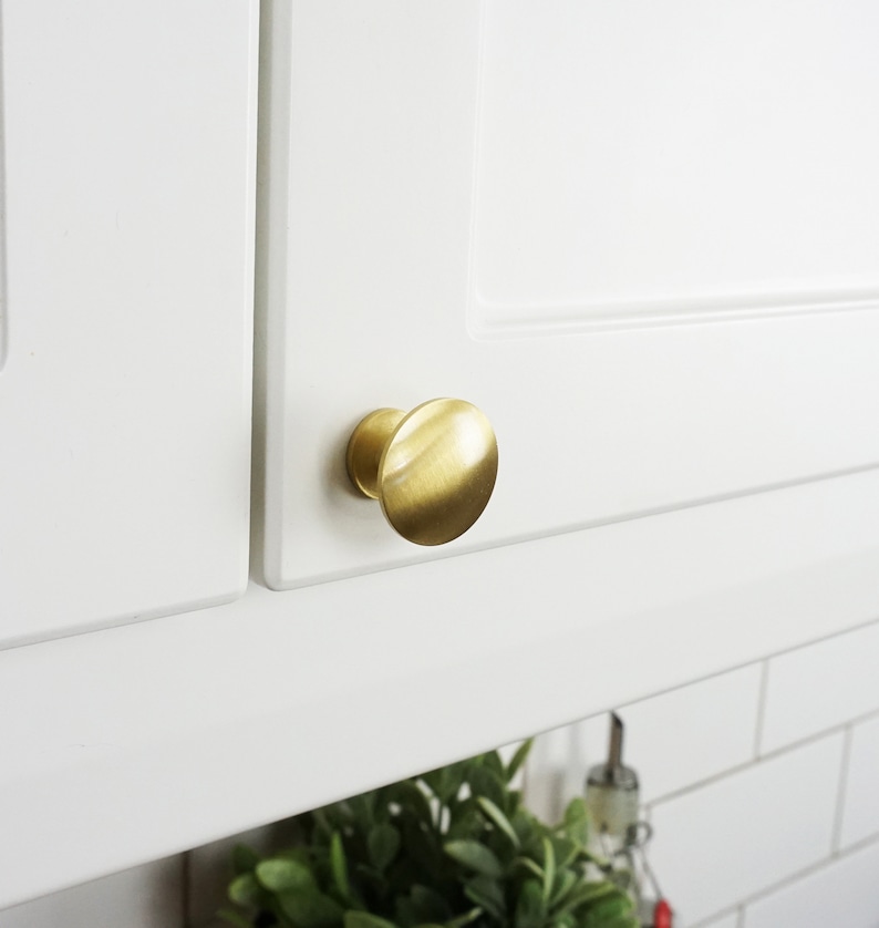 Modern Disc Solid Brass Cabinet Knobs Small Brass Knobs Etsy