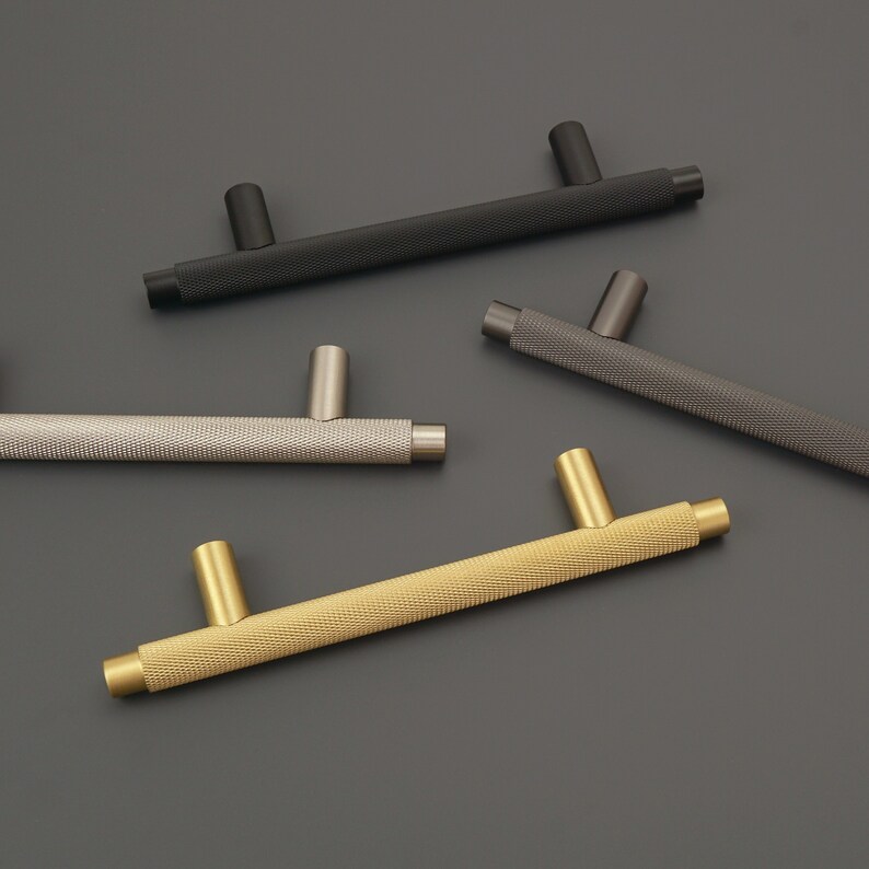 Knurled T Bar Solid Brass Handles Brass Door Handles Etsy Canada