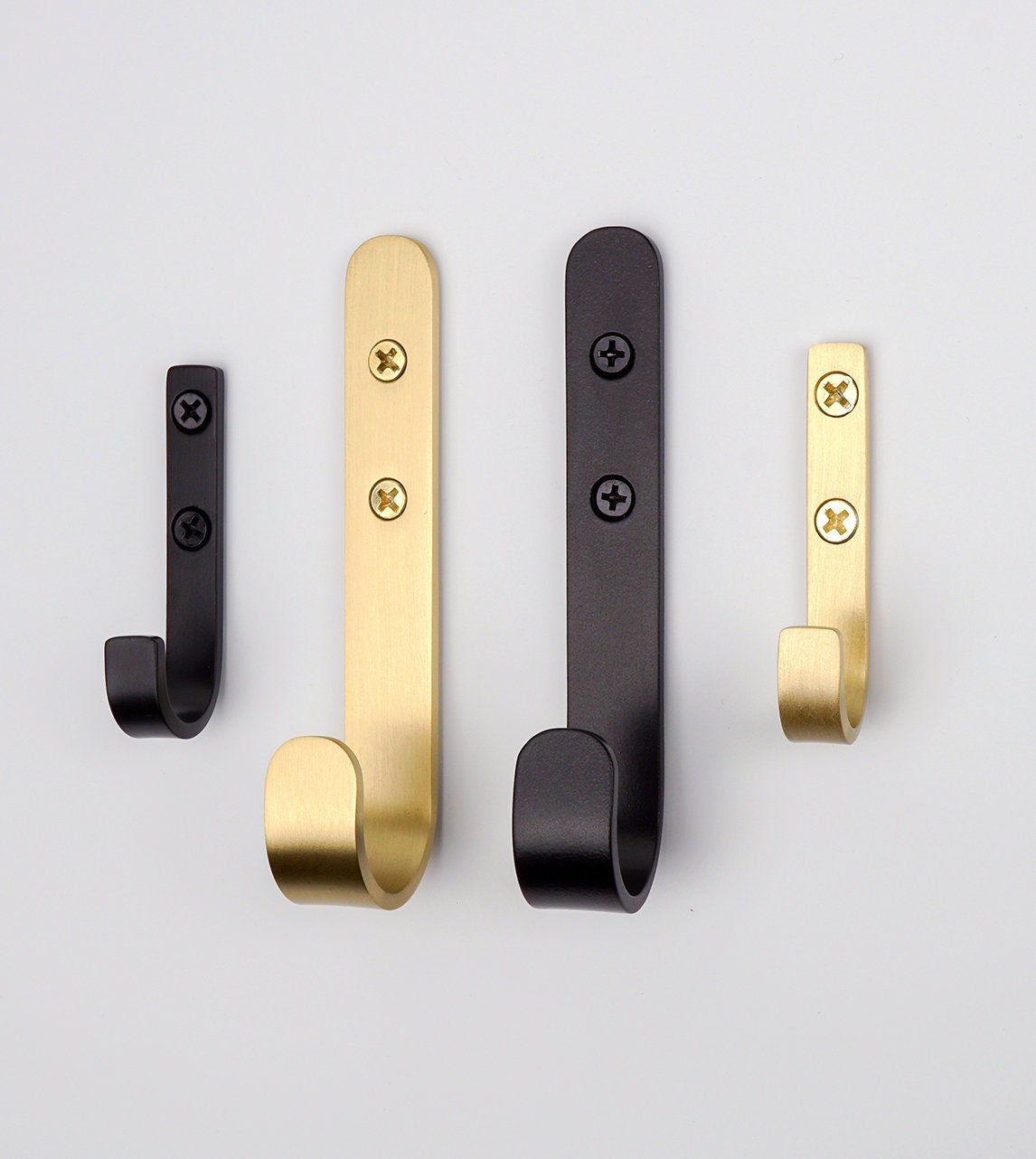 | à Crochet J en Laiton Massif Crochet Manteau | Crochets Clés d'or Grand Noir Mat Vêtements Mural