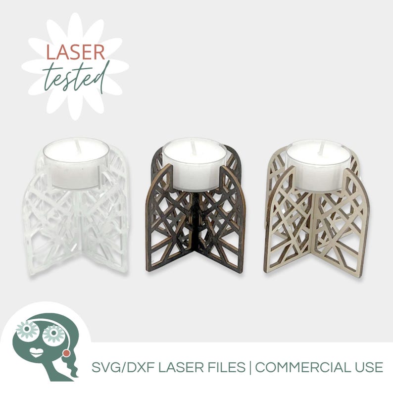 cosy tealight candle holder - digital file laser cutter - Dxf / Svg / Pdf / Ai image 1