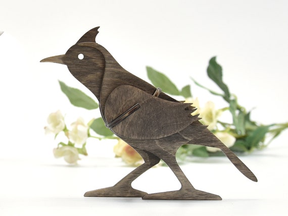 Petit Oiseau En Bois Brun Fons Le Cochevis Huppé