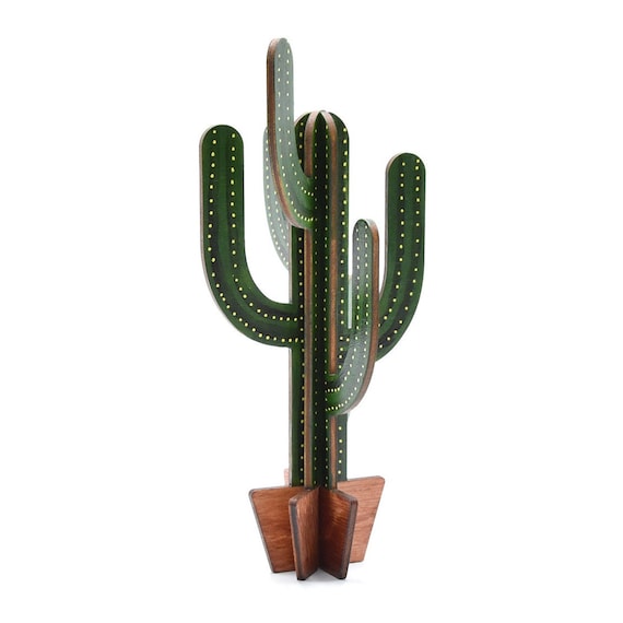zand mond staan Mini mexicaanse cactus saguaro in hout - Etsy België