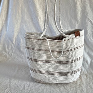 Handmade Rope Bag Rope Shoulder Bag Tote Striped Bag Sustainable Materials image 1