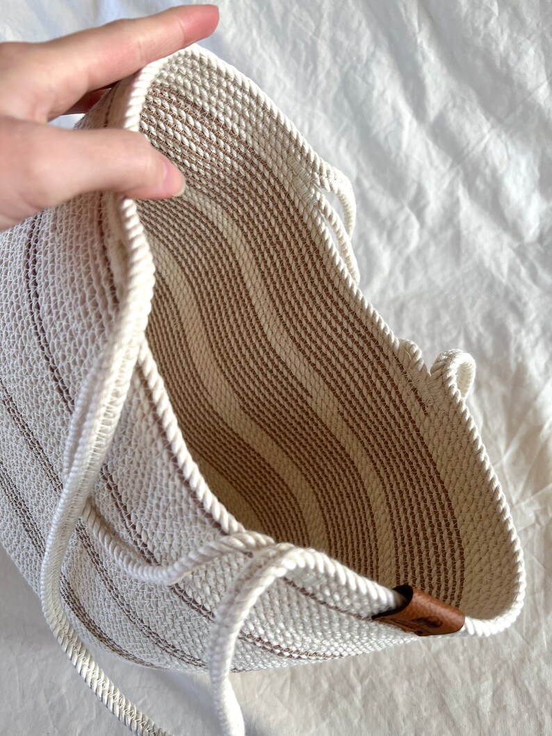 Handmade Rope Bag Rope Shoulder Bag Tote Striped Bag Sustainable Materials image 3