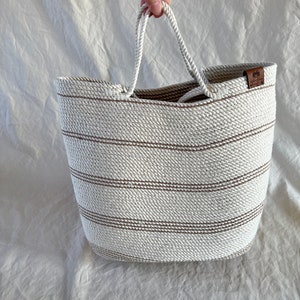 Handmade Rope Bag Rope Shoulder Bag Tote Striped Bag Sustainable Materials image 5
