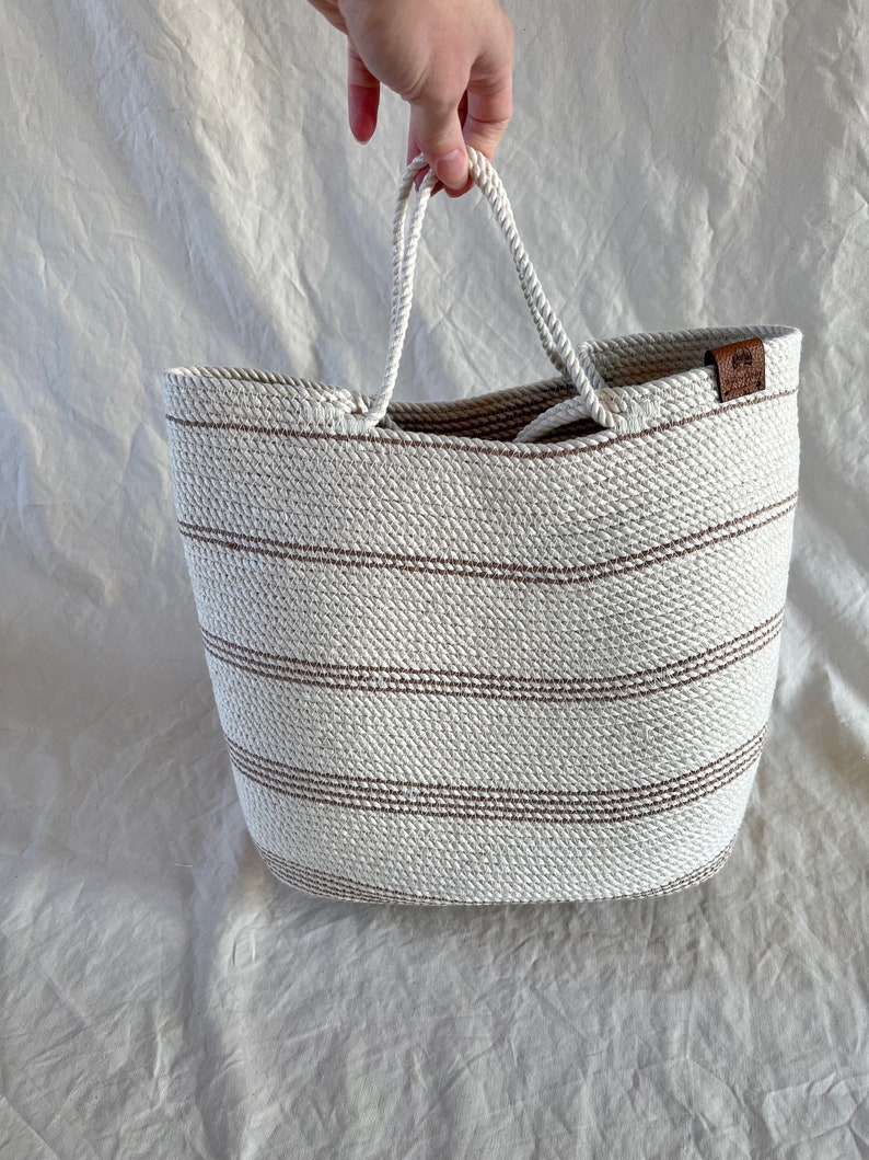 Handmade Rope Bag Rope Shoulder Bag Tote Striped Bag Sustainable Materials image 5