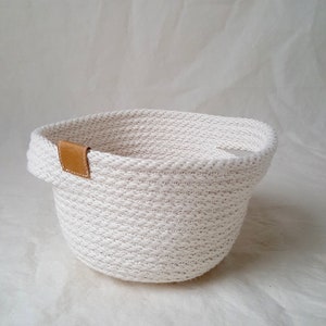 Handmade Rope Basket Small Rope Bowl Vegan Leather Cotton Rope Natural Organizer Storage Boho Home Decor Nursery image 5