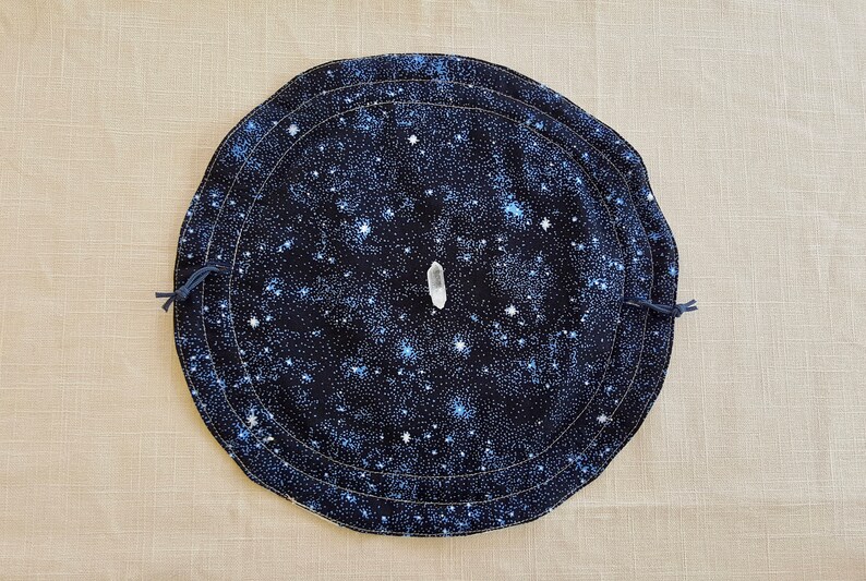Tan Thread Cosmic Circular Cinch Bag