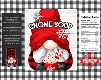 Holiday Christmas, Gnome Chip Bag, Hot Cocoa Party Pack Wrapper, Digital, Printable, INSTANT DOWNLOAD