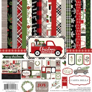 CHRISTMAS DELIVERY Collection Kit, Echo Park Carta Bella Scrapbook Paper