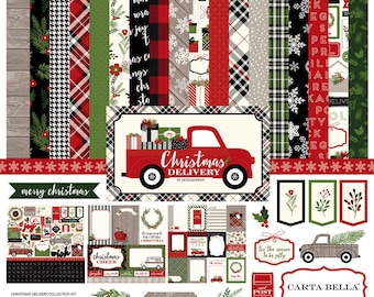 CHRISTMAS DELIVERY Collection Kit, Echo Park Carta Bella Scrapbook Paper