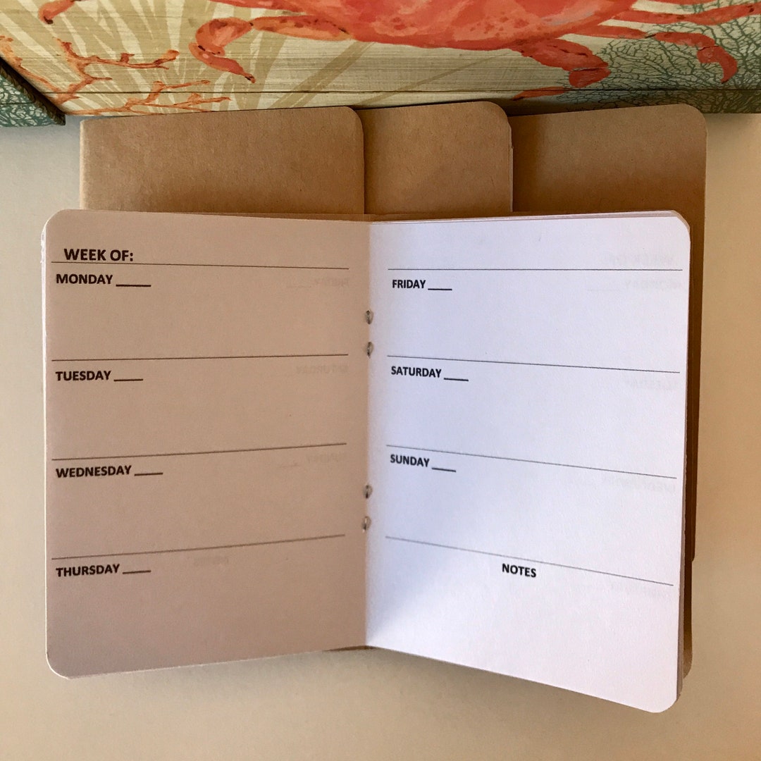 Travelers Notebook Calendar Inserts, Weekly Planner Set Etsy