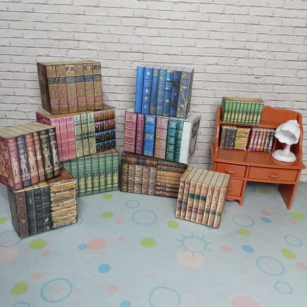 Vintage blocks of books 1/12 and 1/6. Miniature books for Dollhouse 1:6 Old books Printable. Printable Miniature book. DIGITAL DOWNLOAD ONLY