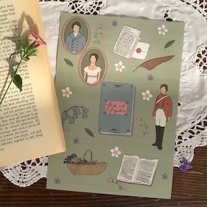 Orgullo y prejuicio A5 Ilustración Arte Print Jane Austen
