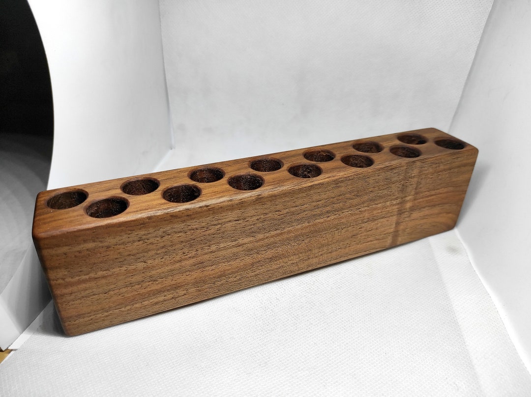 Wooden Pen Holder English Walnut Wood Desktop Stand Pencil Office