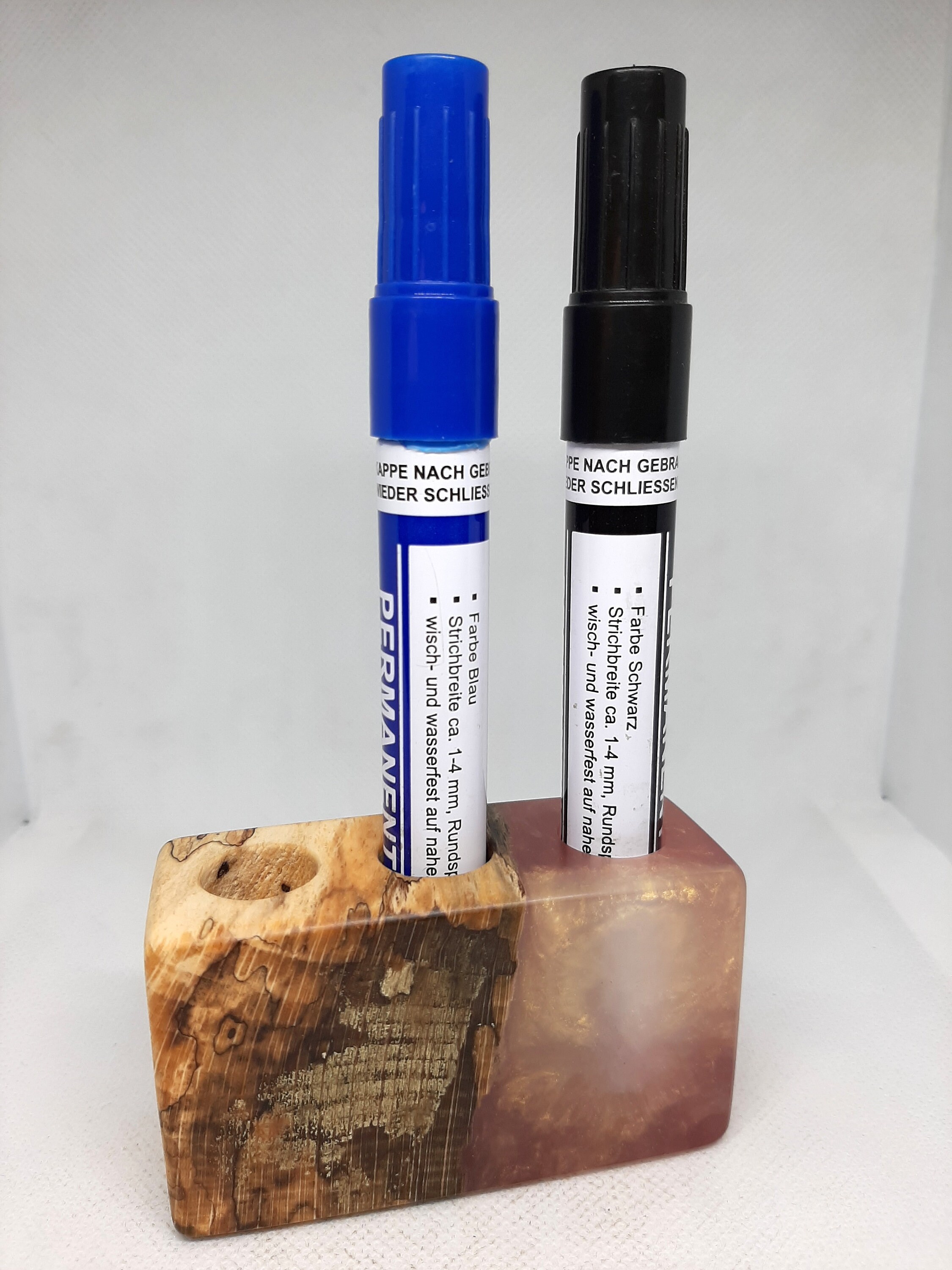 Hybrid pen holder 5/8 Epoxy Spalted Beech wood desktop Etsy