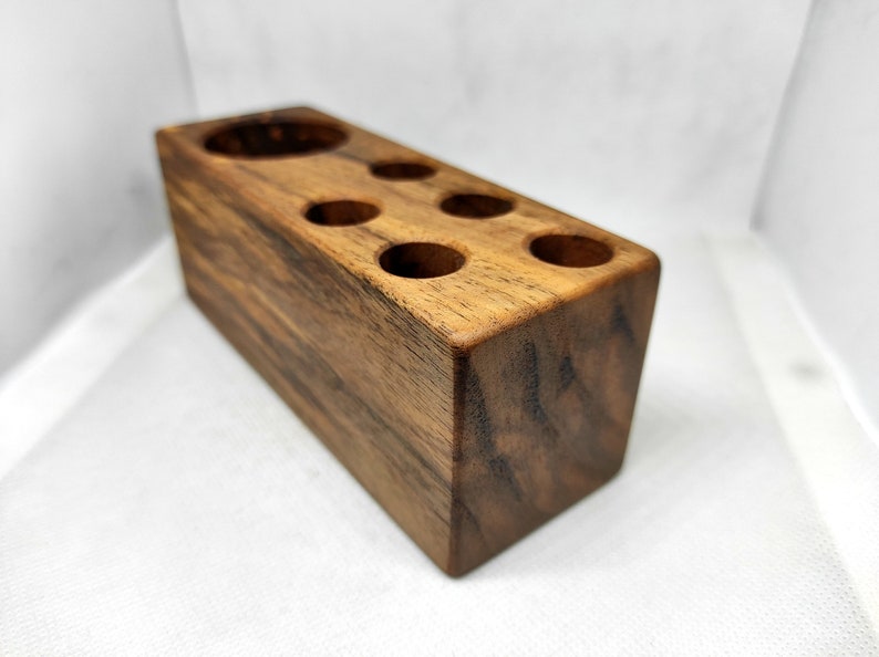 Wooden Pen Holder English Walnut Wood Desktop Stand Pencil Etsy