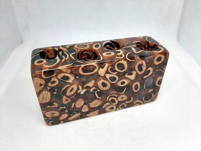 Hybrid pen holder 5/8 Epoxy Hazelnut shells desktop Etsy