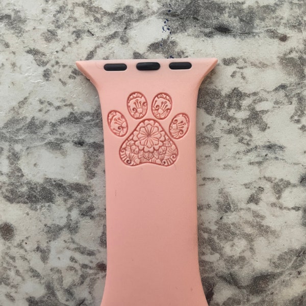 Mandala Paw Print Engraved Silicone Watchband