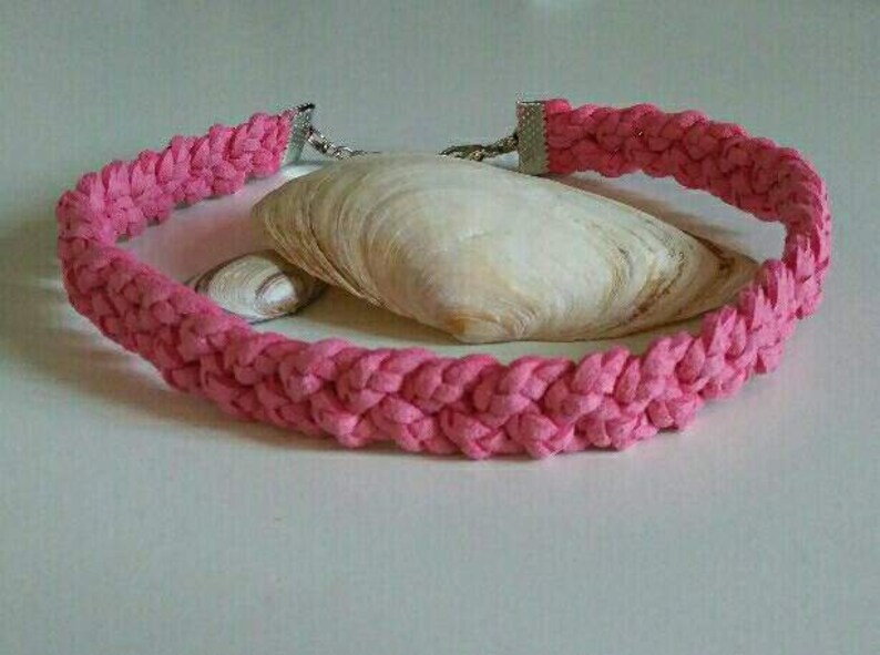 Braided choker suede pale pink image 1