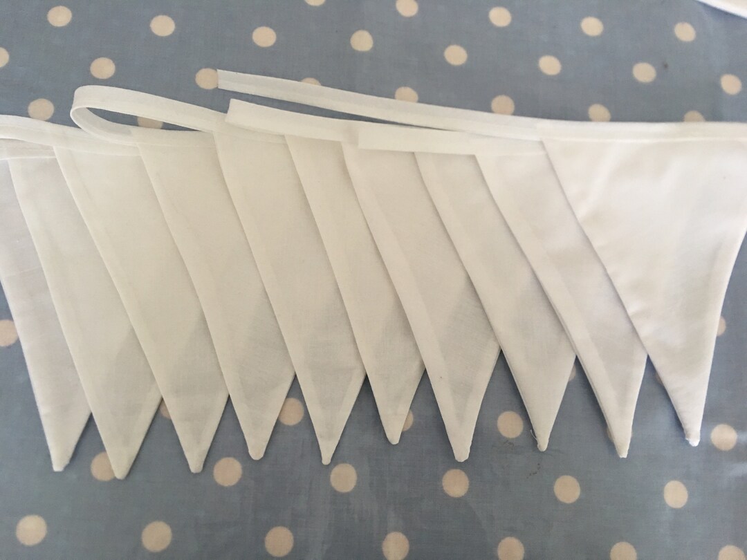 White Cotton Fabric Bunting, Wedding Party Pennant Banner - Etsy