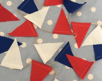Mini rode, witte en blauwe katoenen vlaggenlijn, wimpelbanner van 3 ft