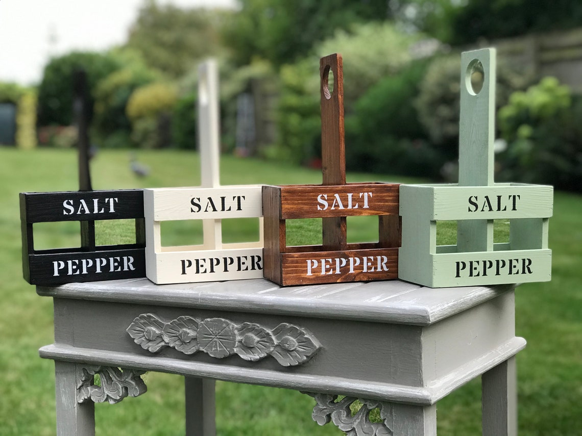 Salt and Pepper Holder Reclaimed Wooden Holder for Bottles Etsy