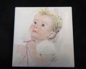 Vintage 1950's/Baby Baptism/Christening Box/Made in Italy/Lined/Excellent Condition/2.5"x2.5"x.75"