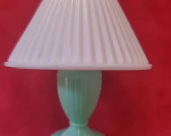 Vintage 1960 to 1970's/Barbie Blue Plastic Miniature Table Lamp w/W hite Shade/2.5" Tall