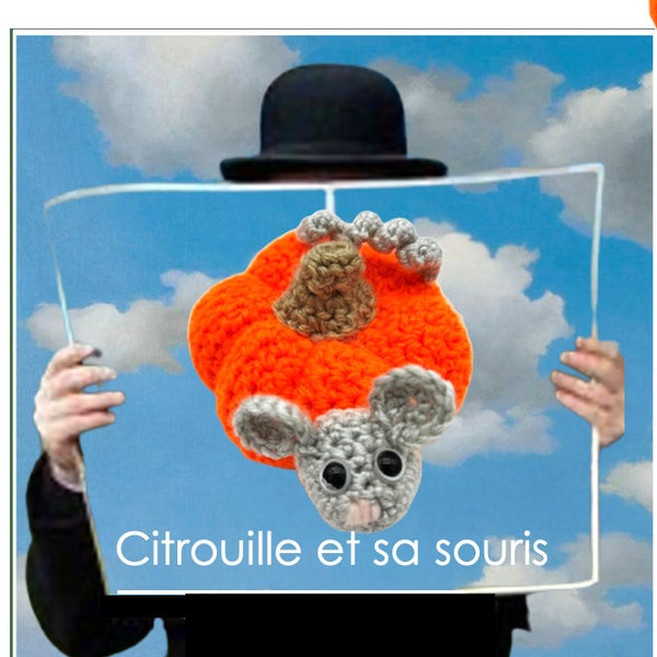 Petite citrouille et sa souris - jouet au crochet