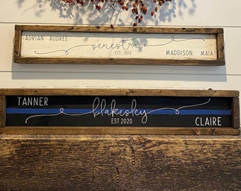 Framed Wooden Custom Calligraphy Thin Blue/ Red/ Gold Line Sign