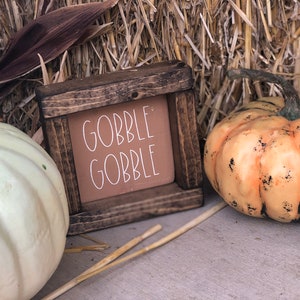 Mini Distressed Framed  &quot;Gooble Gooble&quot; Sign, Thanksgiving Rae Dunn Inspired Lettering