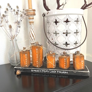 Mini Distressed Square Wooden Pumpkins with Base/ Grandma&#39;s Little Pumpkins/ Little Pumpkin Patch