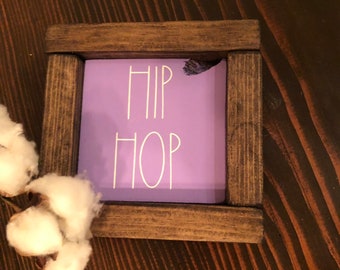 Mini Distressed Framed  "Hip Hop" Sign, Easter Rae Dunn Inspired Lettering