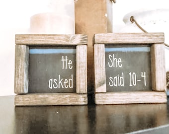 Framed Mini "He Asked" "She said 10-4" Thin Blue/ Red/ Gold Line Signs