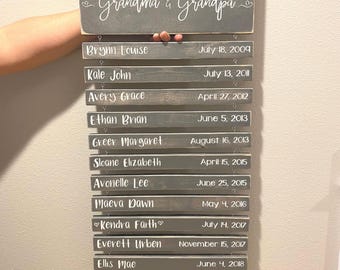 Grandma & Grandpa Personalized Grandchildren Name Sign, Weathered Wood